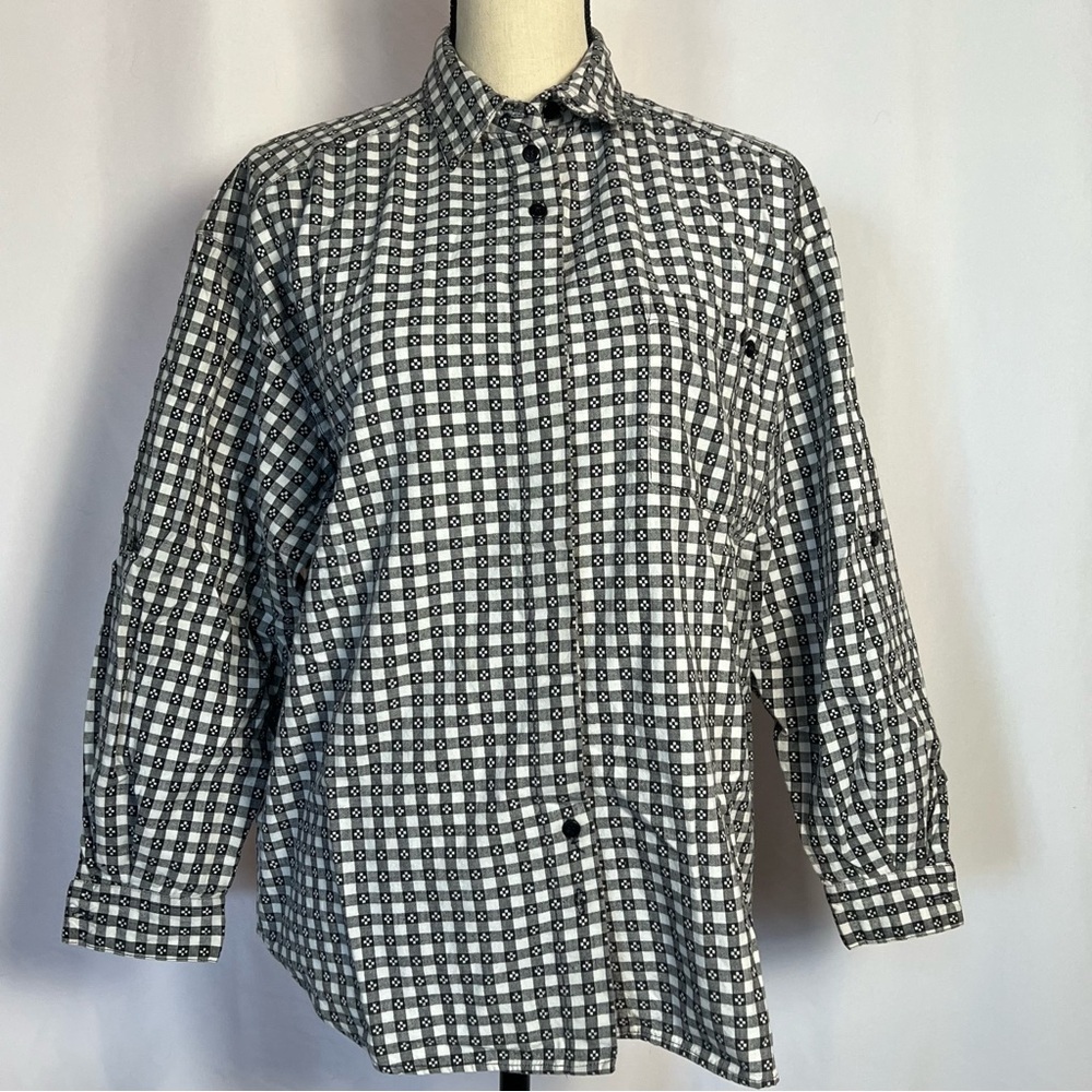 Cabin Creek Lightweight Black and White Shirt Jacket 100% Cotton